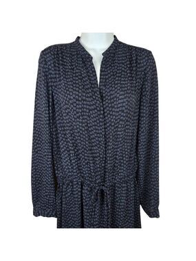 Hilary Radley Dress XS Long Sleeve Navy Blue Drawstring Drop Waist